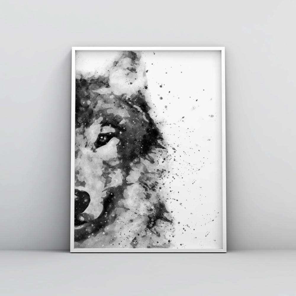 1000x1000 Black And White Abstract Wolf Painting Poster Timiko Studio - Wolf Abstract Painting