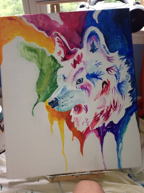 478x640 How To Paint An Acrylic Wolf - Wolf Acrylic Painting