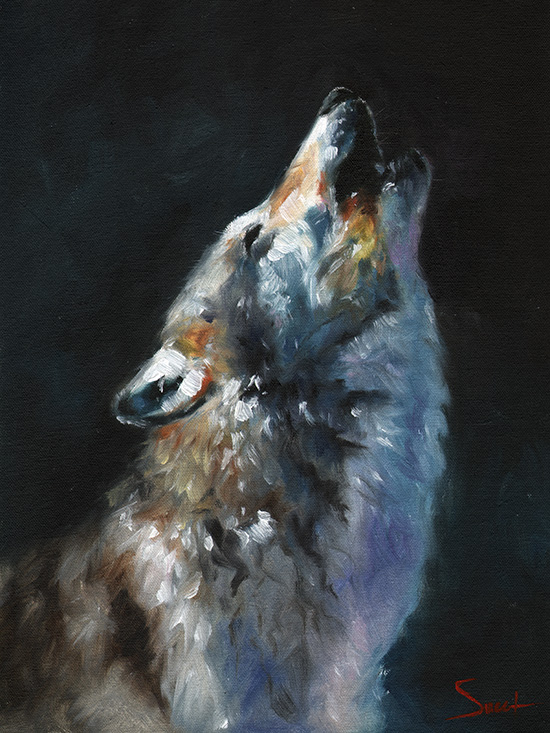 550x733 Howling Wolf Oil Painting Print Watercolor Animal Paintings - Wolf Acrylic Painting