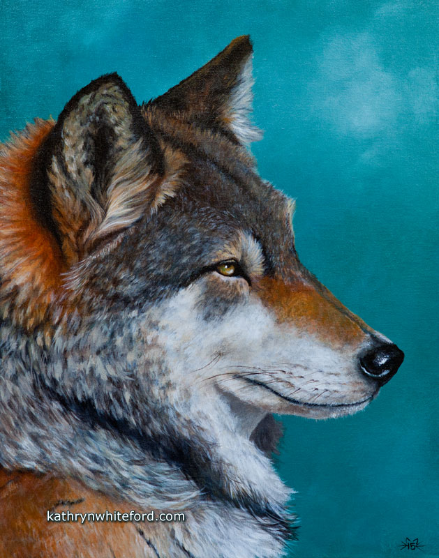629x800 The Wolf Acrylic Painting Kathryn Whiteford - Wolf Acrylic Painting