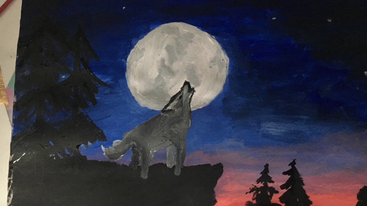 1280x720 Wolf - Wolf Acrylic Painting