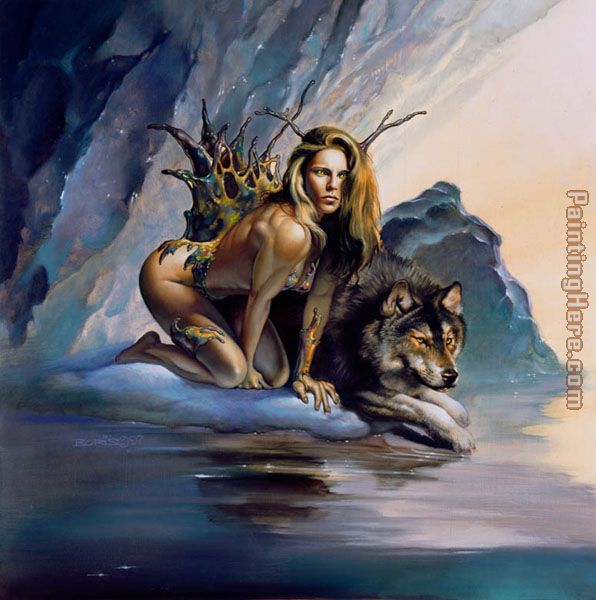 Wolf And Girl Painting