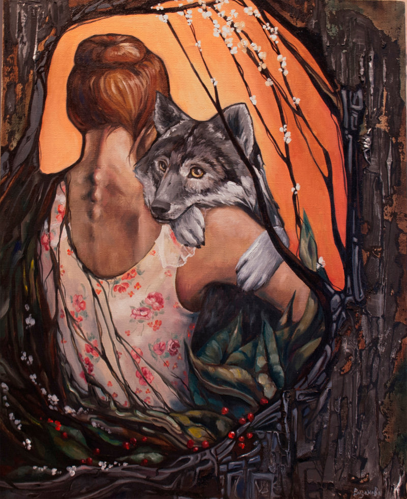 800x982 Girl And The Wolf By J Vidanova - Wolf And Girl Painting