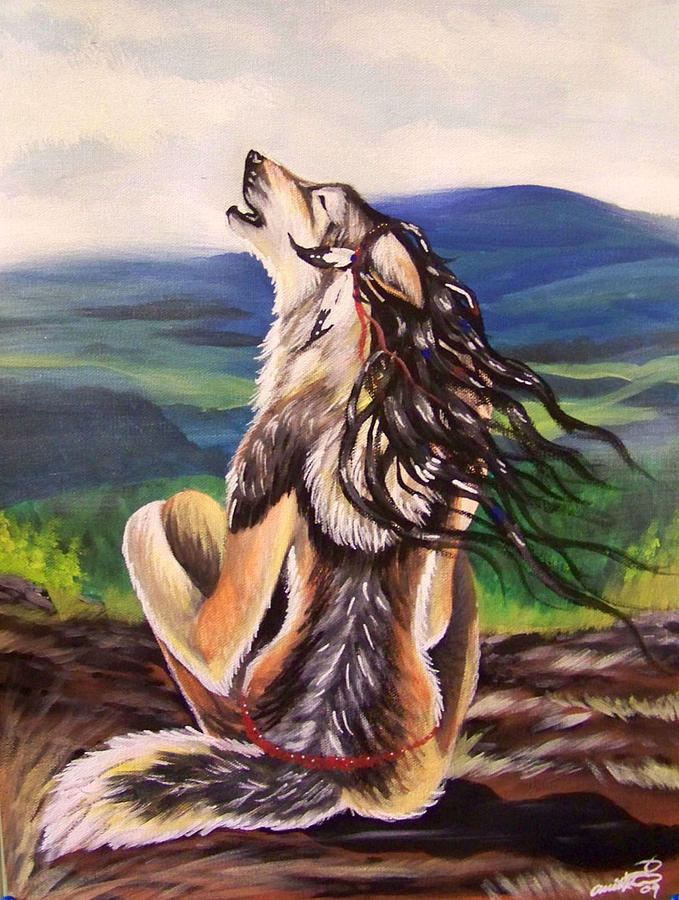 679x900 Wolf Girl Painting By Anita Cole - Wolf And Girl Painting