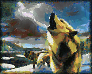 300x241 Wolf People Paintings Fine Art America - Wolf And Girl Painting