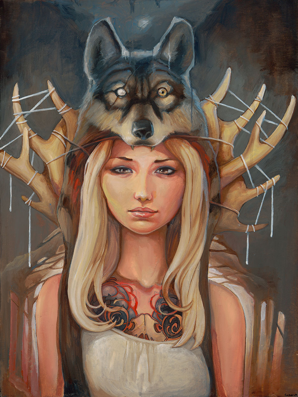1000x1333 Chris Alderson Wolf Girl 18x24 - Wolf And Girl Painting