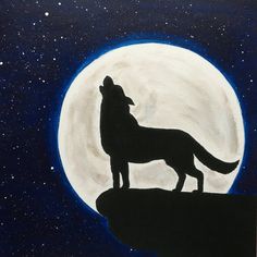 236x236 Wolf Painting Double Exposure Wolf Night Sky Painting Space - Wolf Canvas Painting