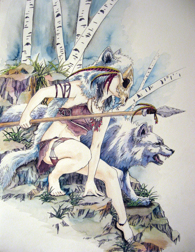 670x866 Illustrations - Wolf Girl Painting