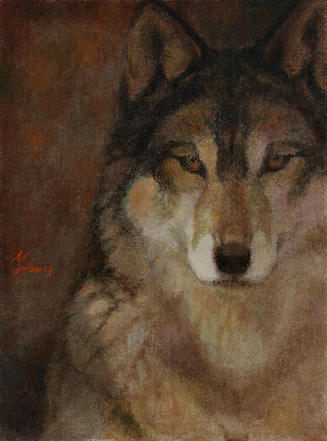 668x900 Wolf Head Painting By Attila Meszlenyi - Wolf Head Painting