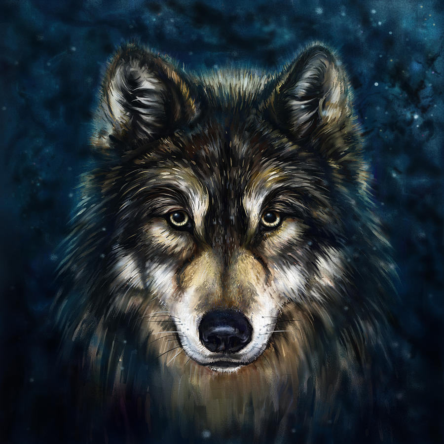 900x900 Wolf Head Painting By Marcin Moderski - Wolf Head Painting