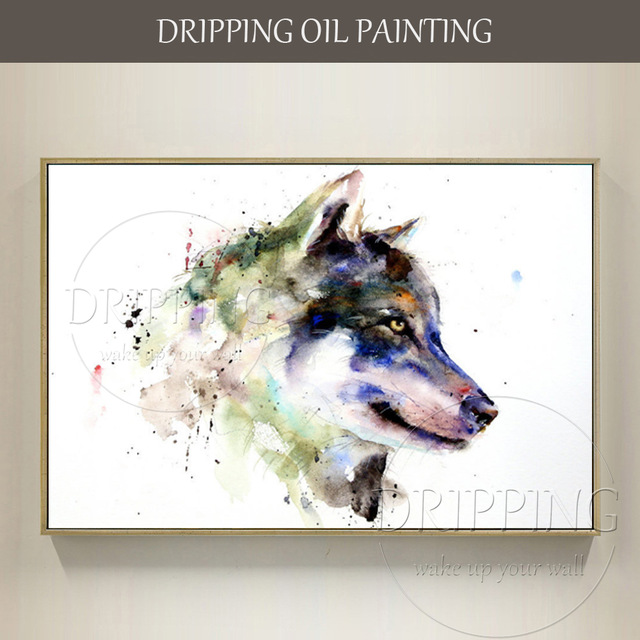 640x640 Artist Hand Painted High Quality Modern Animal Wolf Oil Painting - Wolf Head Painting