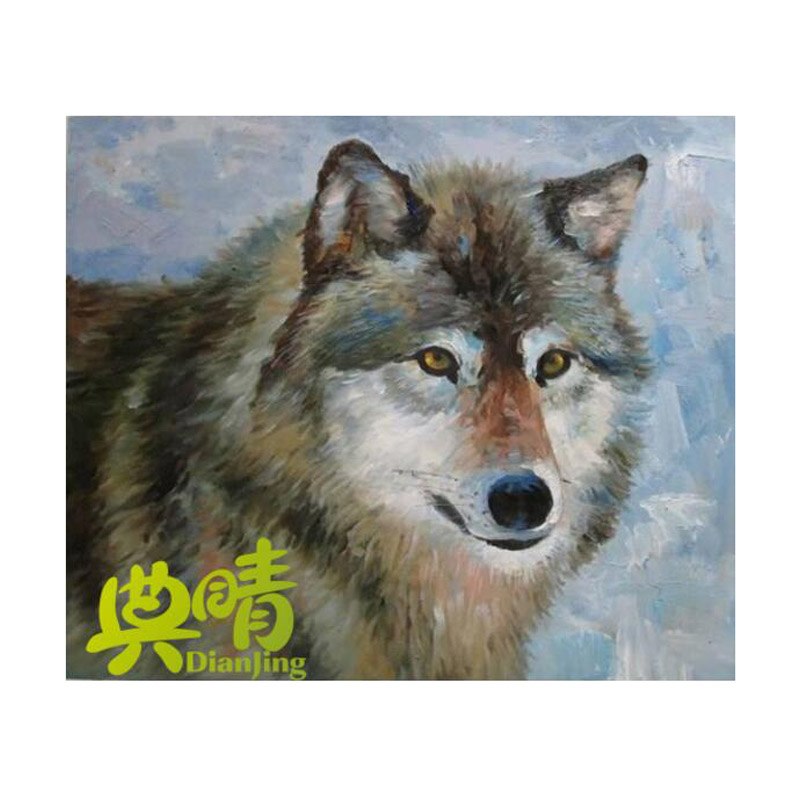 800x800 Hand Painted Gray Oil Painting On Canvas Abstract Wolf Head Oil - Wolf Head Painting