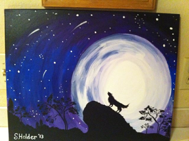 640x478 The 23 Best For Grandma Images On Fox, Wolf Howling - Wolf Howling At The Moon Painting