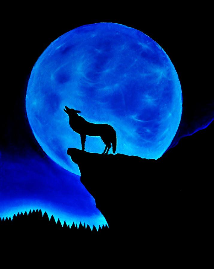 715x900 Wolf Howling Painting By Nicole Cris - Wolf Howling At The ...