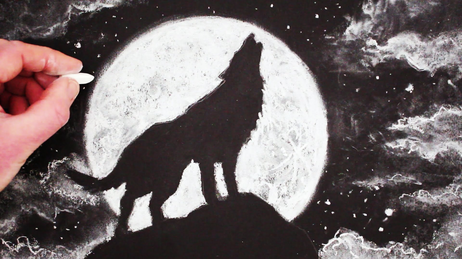 1920x1080 How To Draw A Wolf Howling - Wolf Howling At The Moon Painting