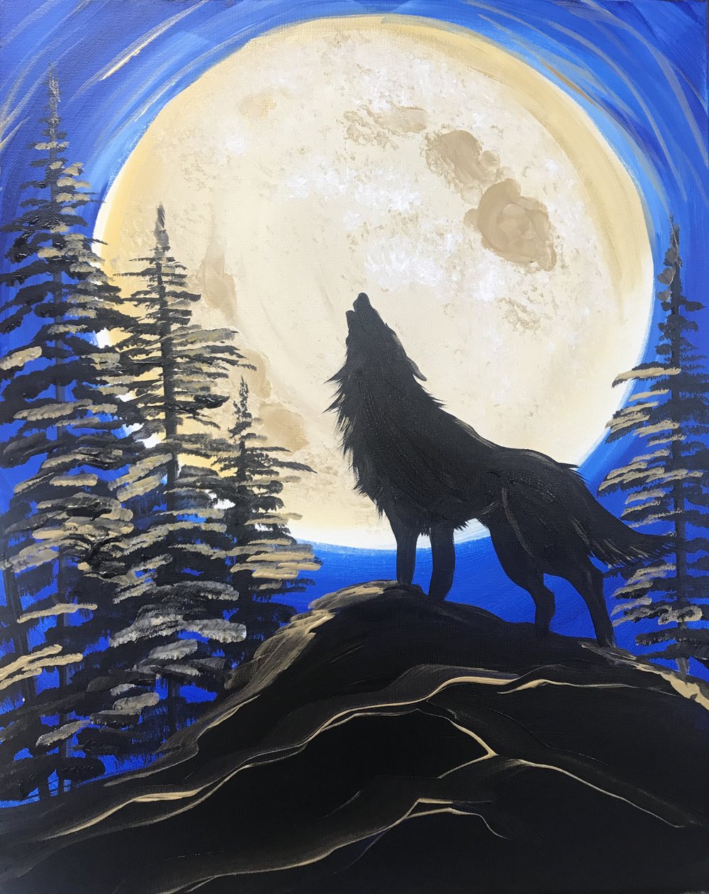Wolf Howling At The Moon Painting at PaintingValley.com | Explore