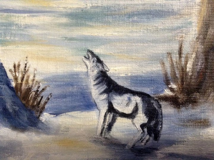 720x538 Dot Nix, Lone Wolf Howling - Wolf Howling Painting