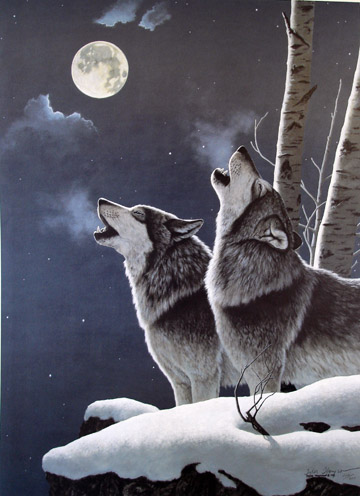 360x496 Wolves Art - Wolf Howling Painting
