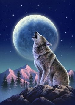 252x350 Howling Wolf - Wolf Howling Painting