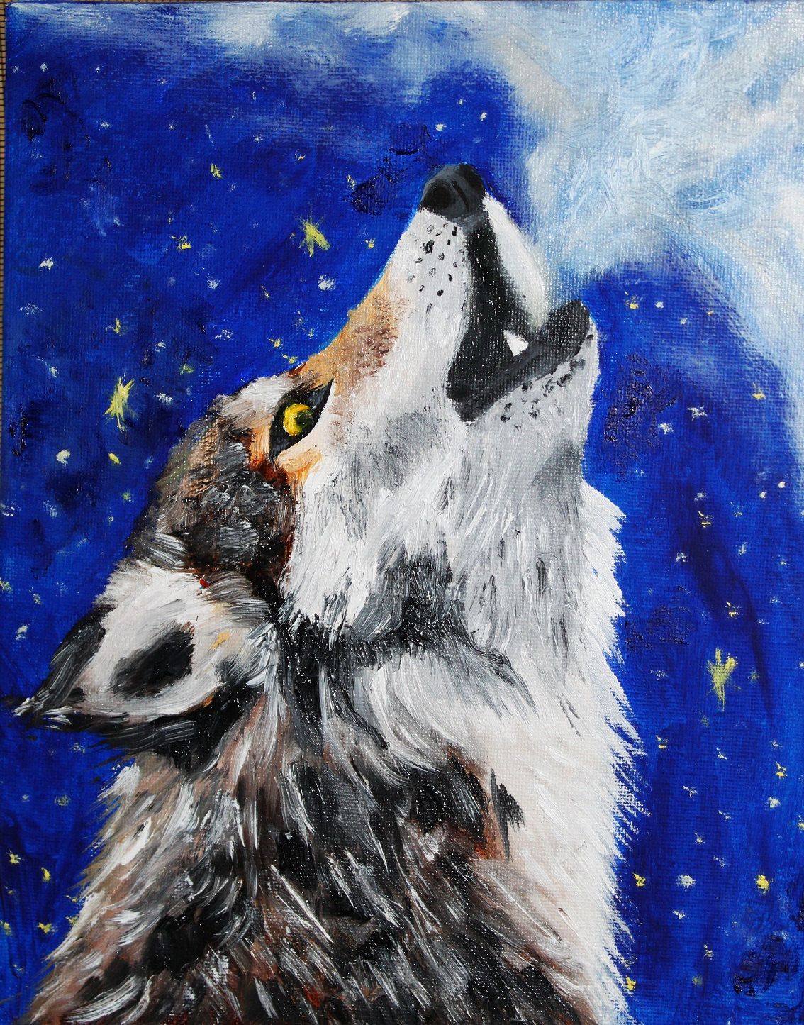 1134x1445 Howling Wolf, Original Painting, Wolf Art, Wolf Howling - Wolf Howling Painting