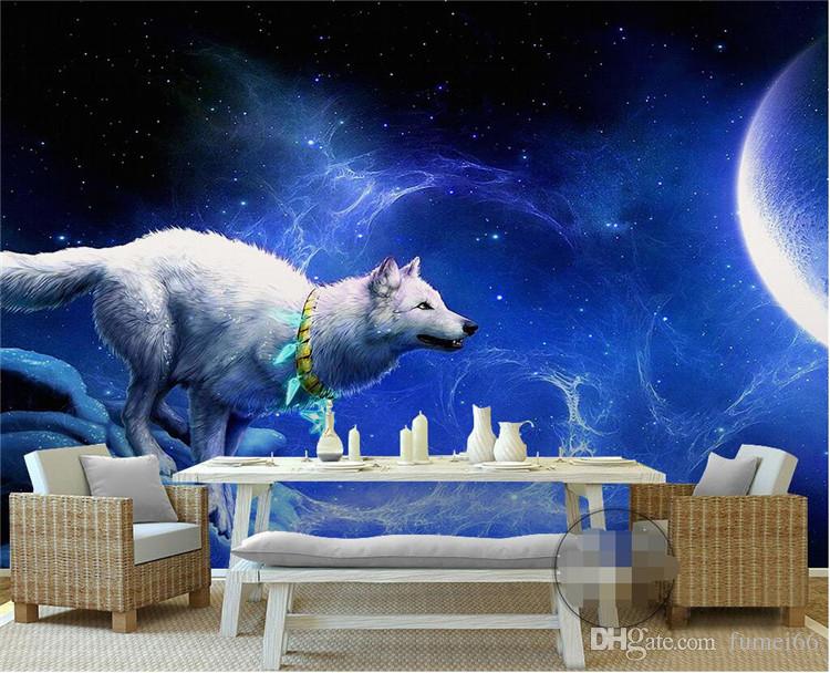 750x608 Wall Panel Wallpaper White Wolf Moon Star Photography Background - Wolf Moon Painting