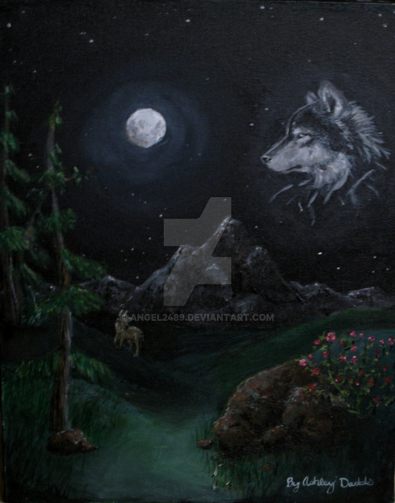 792x1008 Wolf Moon Painting By Angel2489 - Wolf Moon Painting