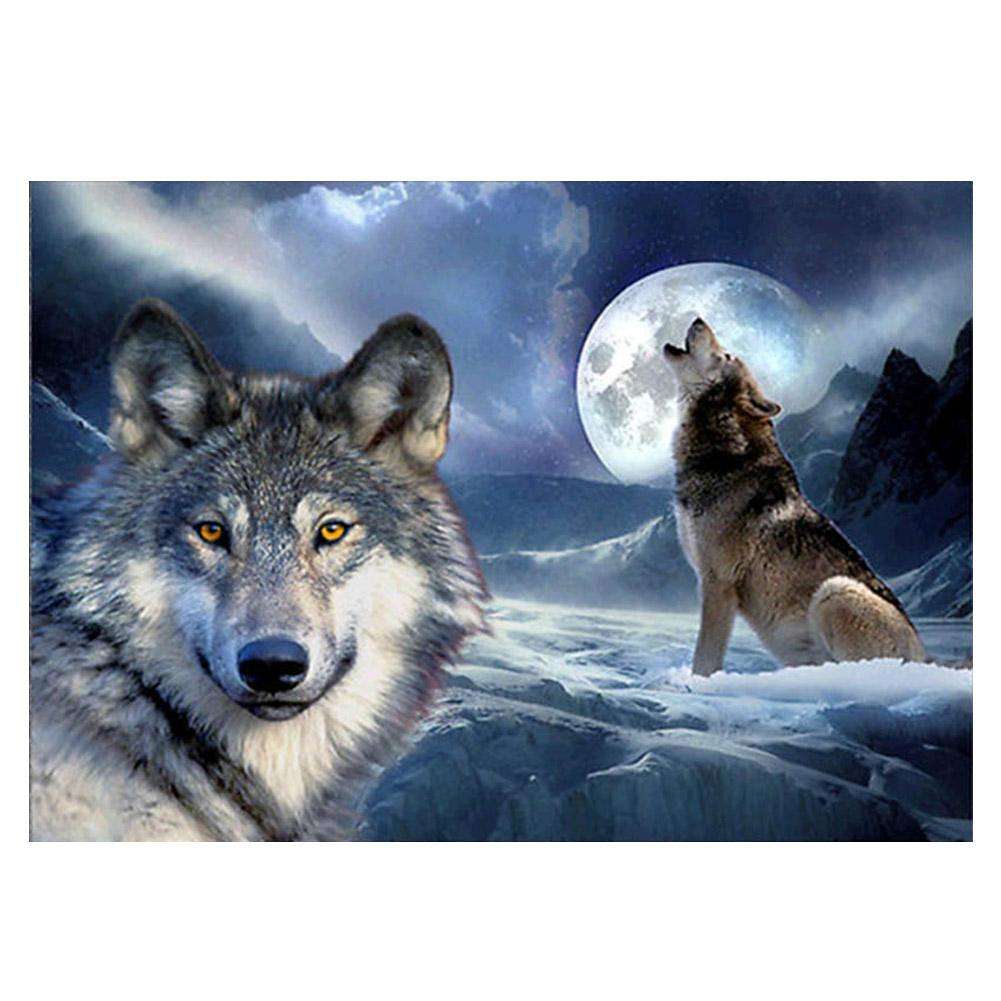1001x1001 5d Diy Diamond Embroidery Cross Stitch Wolf Moon Painting Resin - Wolf Moon Painting