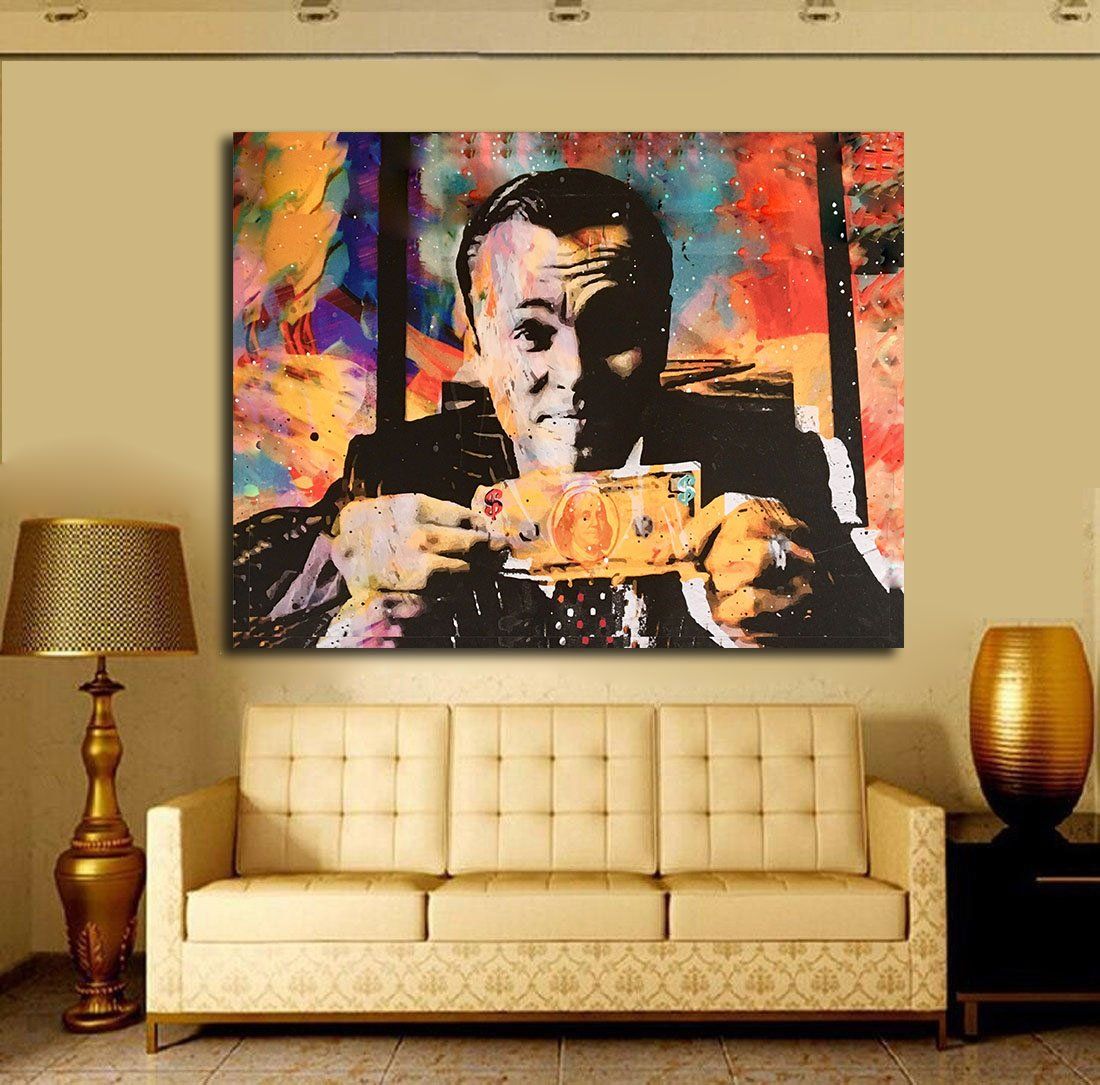 1100x1085 Invincible Wolf Of Wall Street Framed Wall Art - Wolf Of Wall Street Painting