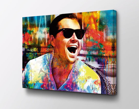 570x449 Laughing Leonardo Dicaprio Wolf Of Wall Street Canvas Art - Wolf Of Wall Street Painting