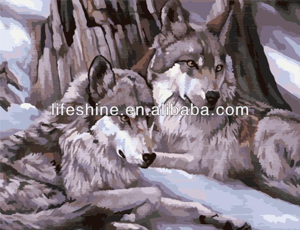 1012x777 Diy Wolf Oil Painting By Number - Wolf Oil Painting