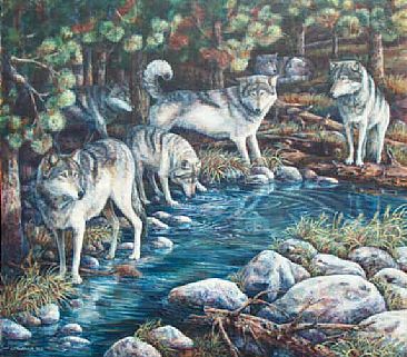 366x321 North American Wolves - Wolf Pack Painting