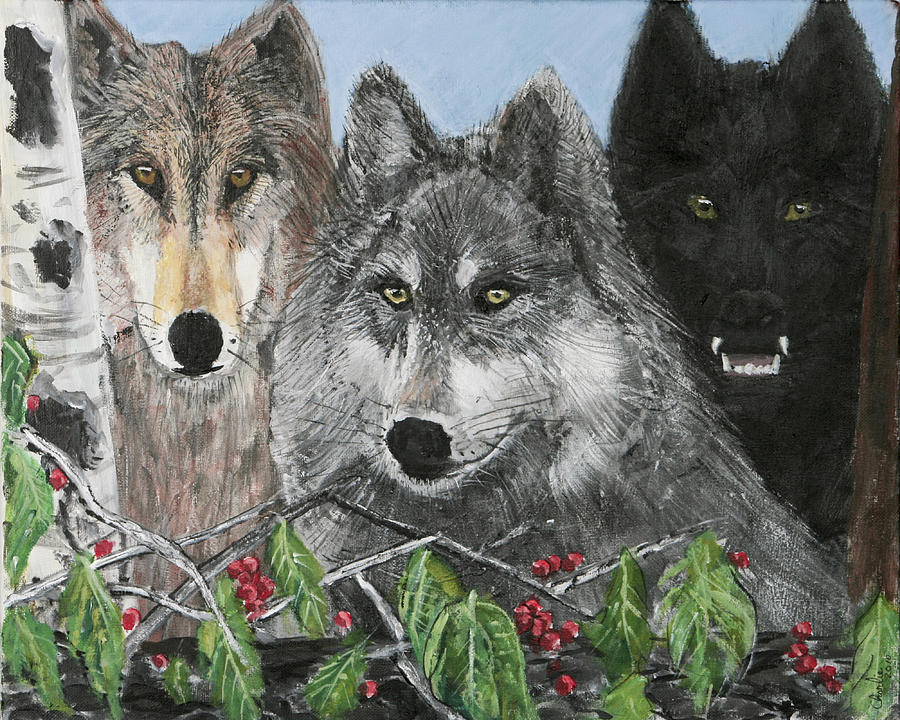 900x720 Wolf Pack Painting By Charlie Harris - Wolf Pack Painting
