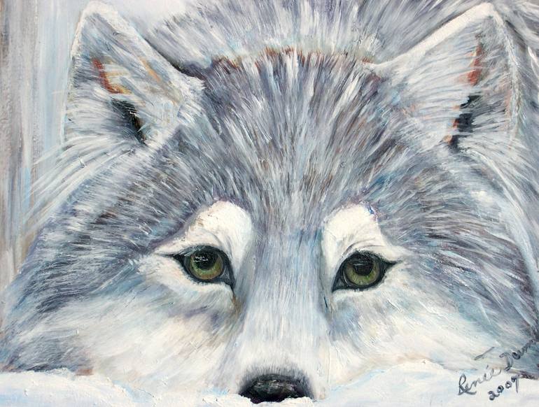 770x582 Saatchi Art Cute Wolf Painting By Renee Dumont - Wolf Painting