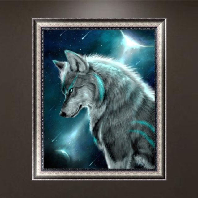 640x640 Wolf Totem 5d Diy Diamond Embroidery Rhinestone Painting Cross - Wolf Painting