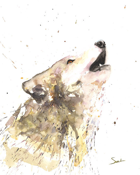 550x690 Wolf Watercolor Print 2 Watercolor Animal Paintings - Wolf Painting Watercolor