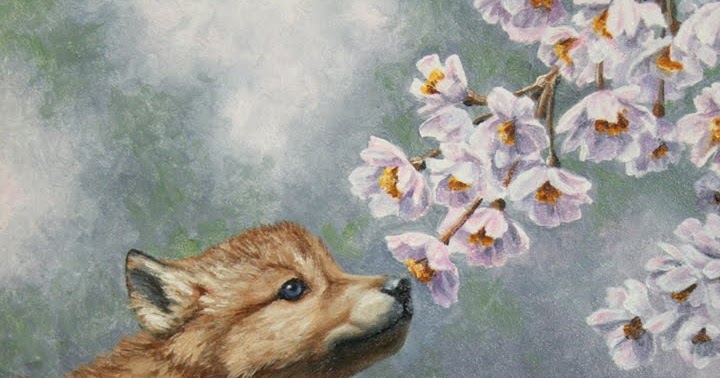 720x378 Crista Forest's Animals Amp Art Wolf Pup And Flower Blossoms - Wolf Pup Painting