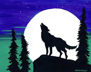 Wolf Silhouette Painting at PaintingValley.com | Explore collection of ...