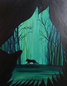 232x300 Wolf Silhouette Paintings - Wolf Silhouette Painting