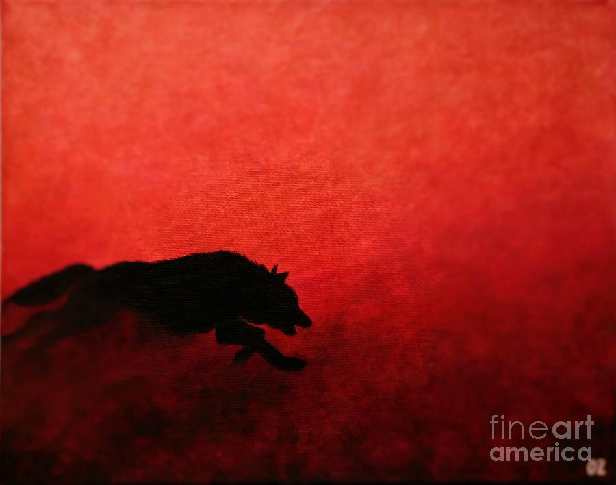 900x708 Wolf Silhouette Paintings Fine Art America - Wolf Silhouette Painting
