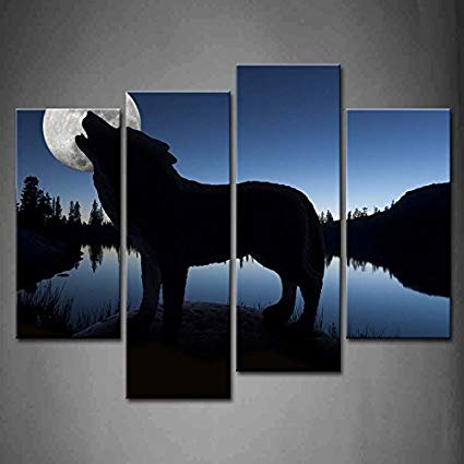 425x425 First Wall Art - Wolf Silhouette Painting