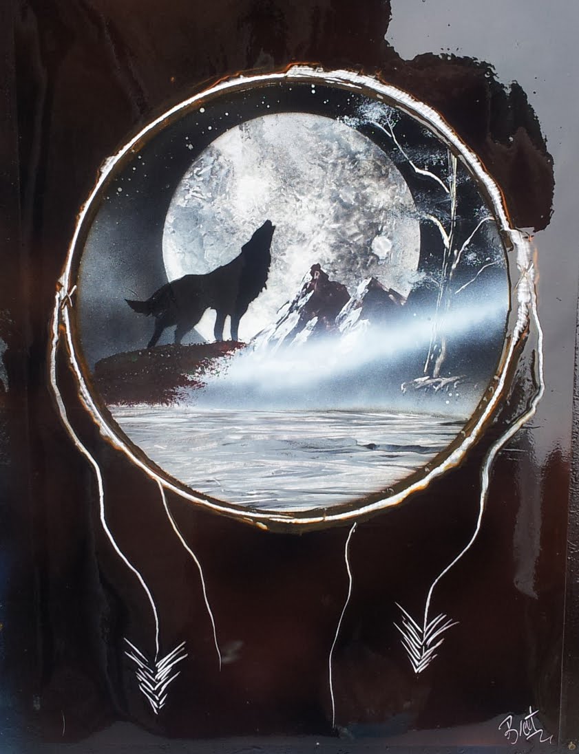 841x1096 How To Spray Paint Art - Wolf Silhouette Painting