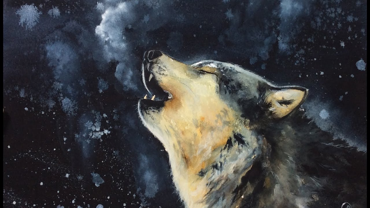 1280x720 Watercolor Wolf Painting Demonstration - Wolf Watercolor Painting
