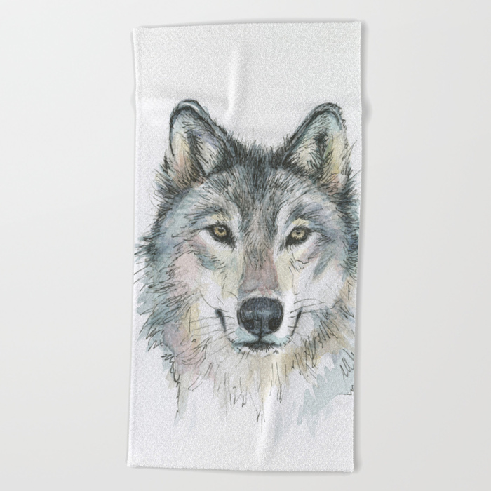 700x700 Wolf Beach Towel By Olechka Society6 - Wolf Watercolor Painting