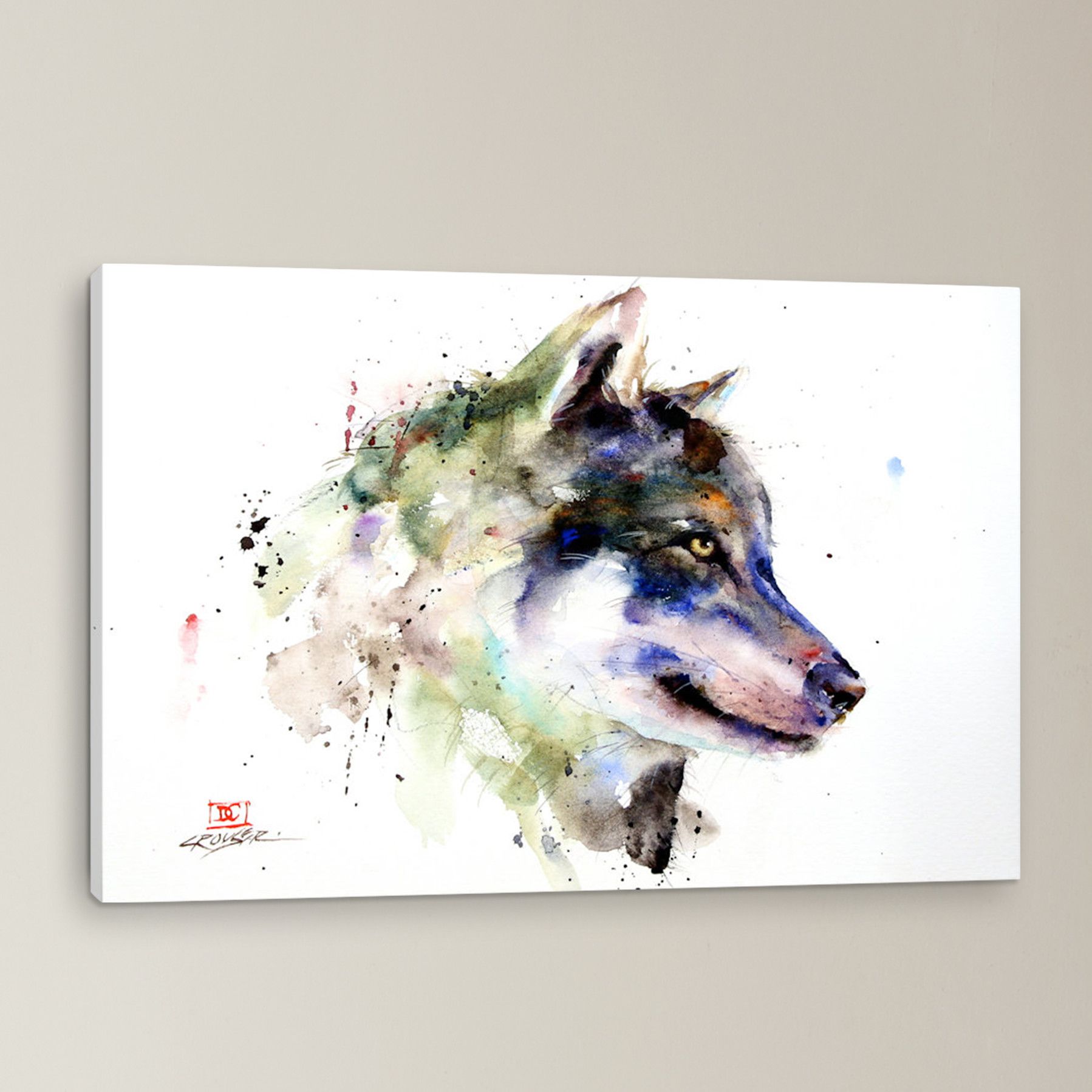 1798x1798 Wolf Painting Print On Wrapped Canvas Wolf Painting - Wolf Watercolor Painting