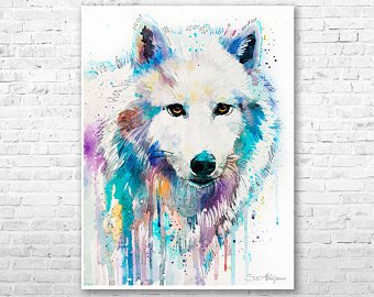 340x270 Wolf Painting Etsy - Wolf Watercolor Painting