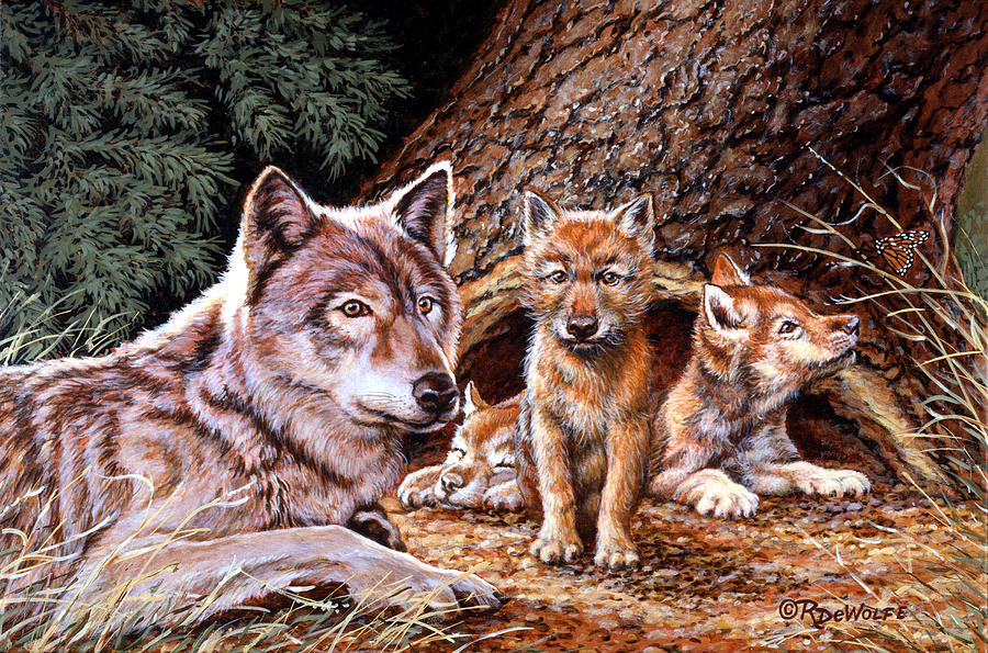 900x595 Wolf Den Painting By Richard De Wolfe - Wolfe Painting