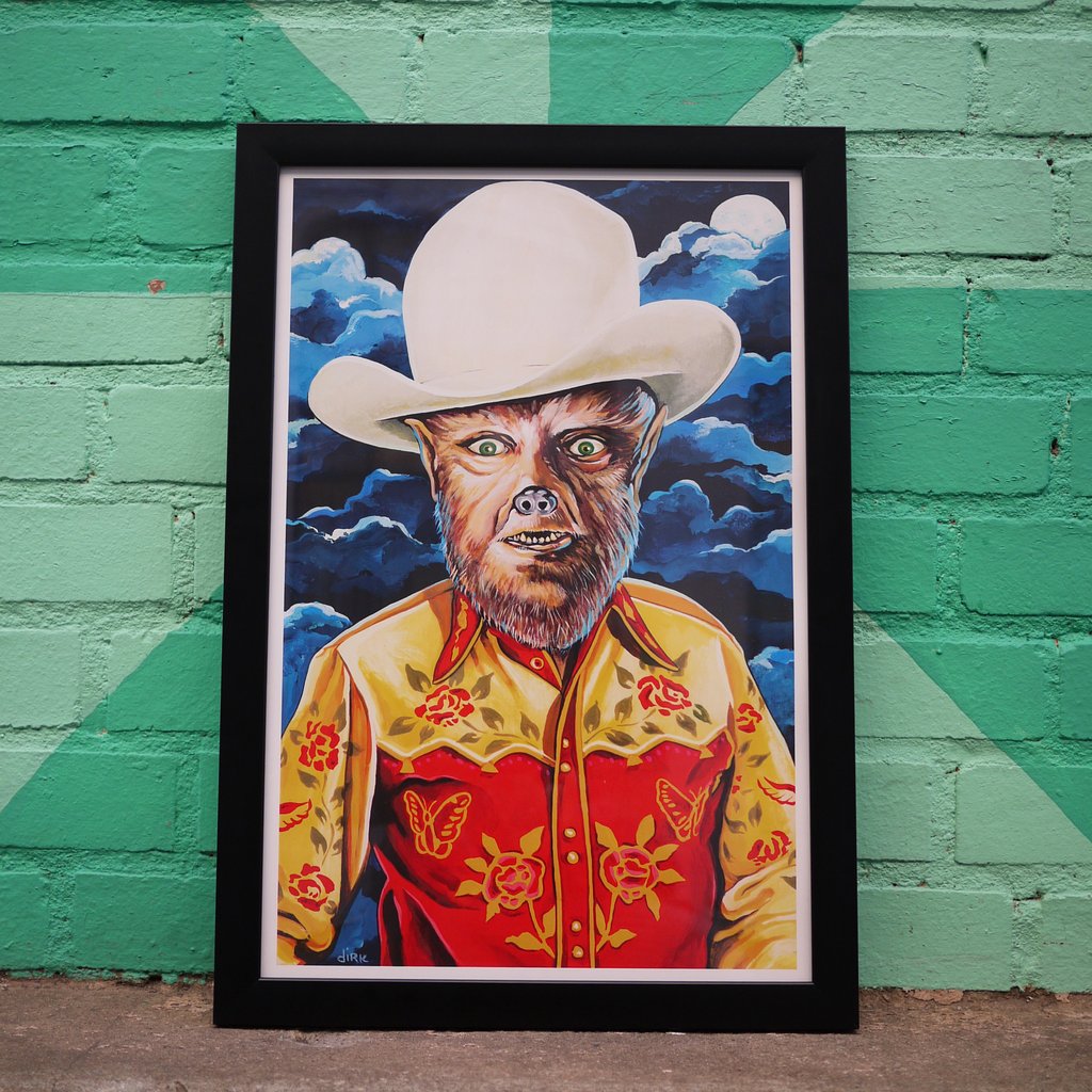 1024x1024 Honky Tonk Monster Art Print - Wolfman Painting
