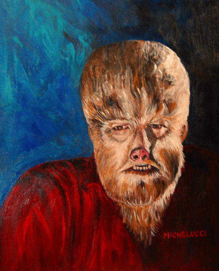 727x900 The Wolfman Painting By Bob Michelucci - Wolfman Painting