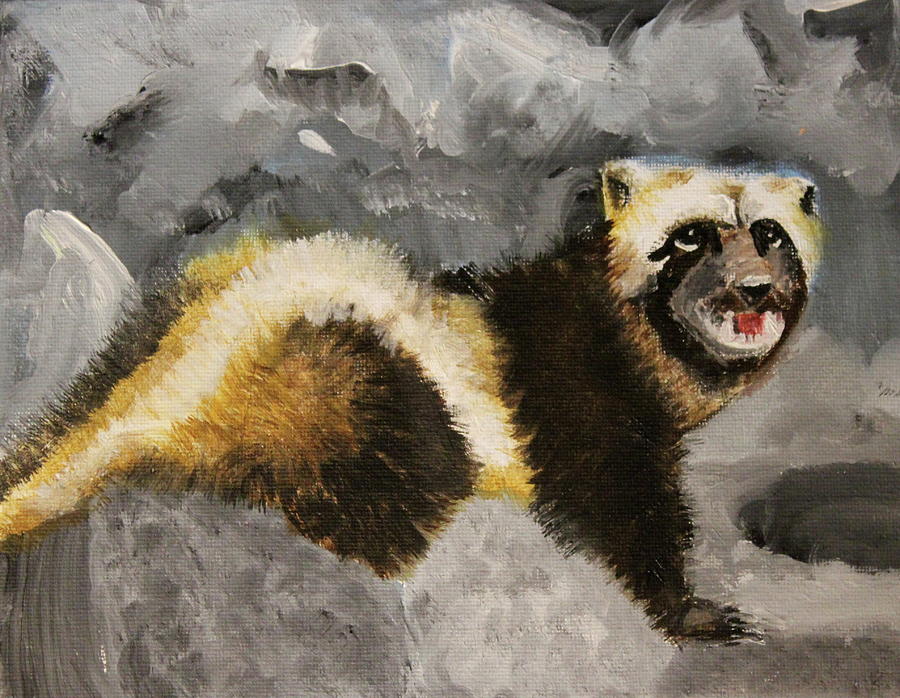 900x698 Wolverine Painting By Terry Lewey - Wolverine Animal Painting