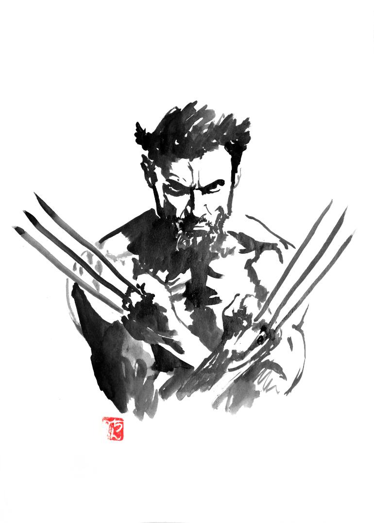 770x1076 Saatchi Art Wolverine Painting By Pechane Sumie - Wolverine Painting